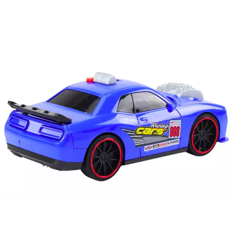 LEAN TOYS coche de carreras con luz, sonido y capó que se abre azul
