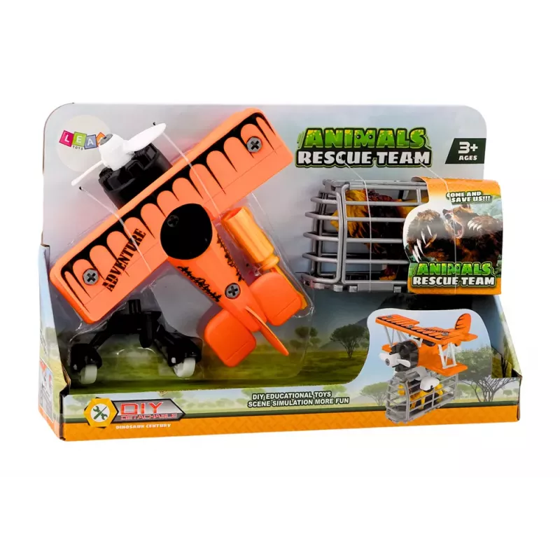 LEAN TOYS avión con luz jaula de transporte de animales león destornillador atornillable