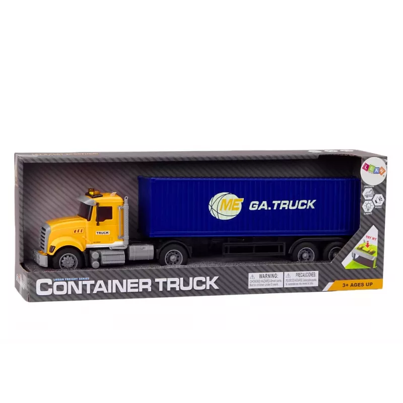 LEAN TOYS camión Tir semirremolque luces sonidos propulsión amarillo