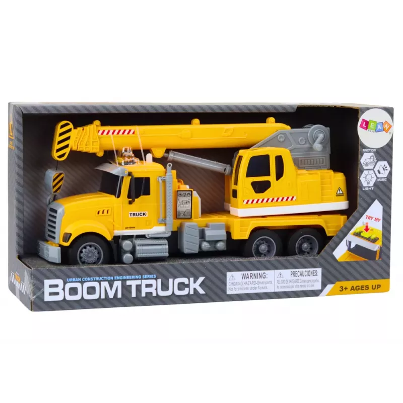 LEAN TOYS camión grúa amarillo con propulsión por fricción efectos de luz y sonido