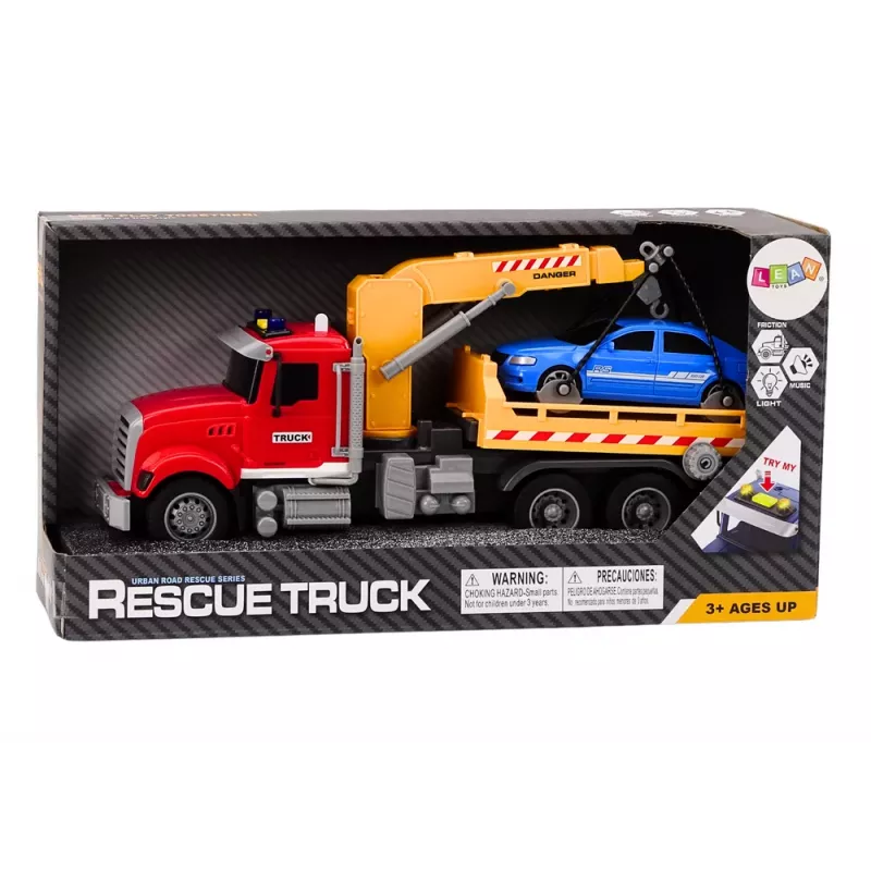 LEAN TOYS camión grúa con luces automáticas, sonidos, propulsión, rojo