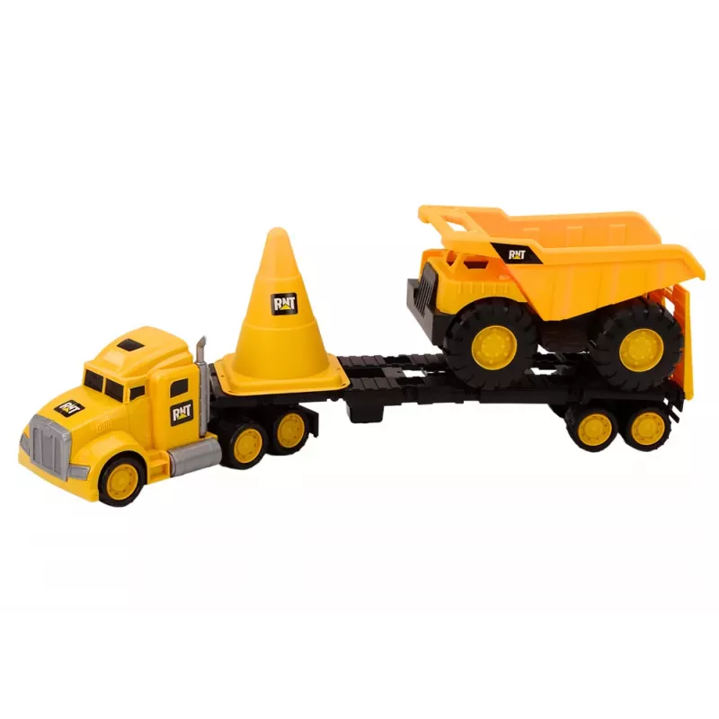 LEAN TOYS set de maquinaria de construcción volquete excavadora bulldozer móvil amarillo