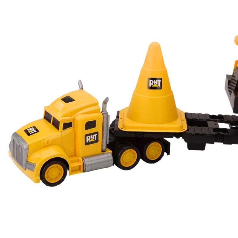LEAN TOYS set de maquinaria de construcción volquete excavadora bulldozer móvil amarillo