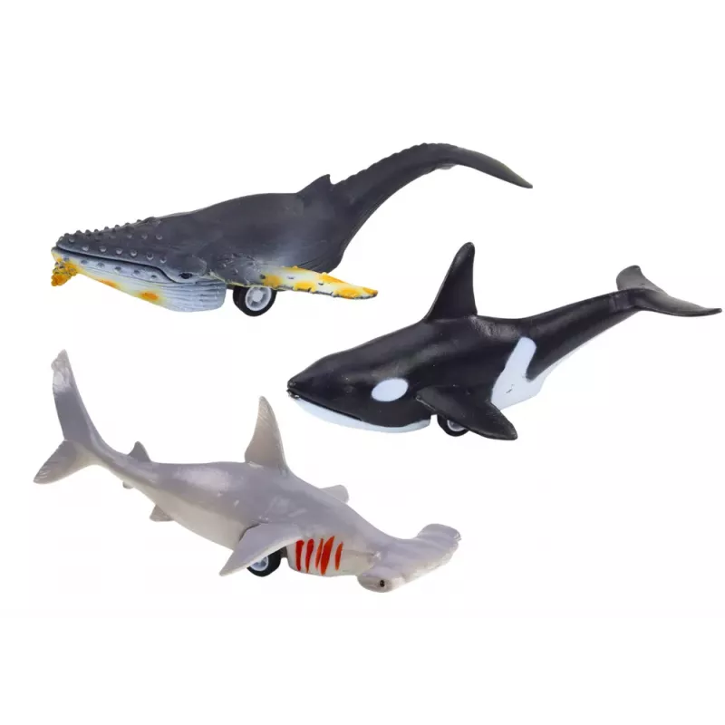LEAN TOYS figuras vehículos animales marinos propulsión por fricción tiburón orca 6 uds.