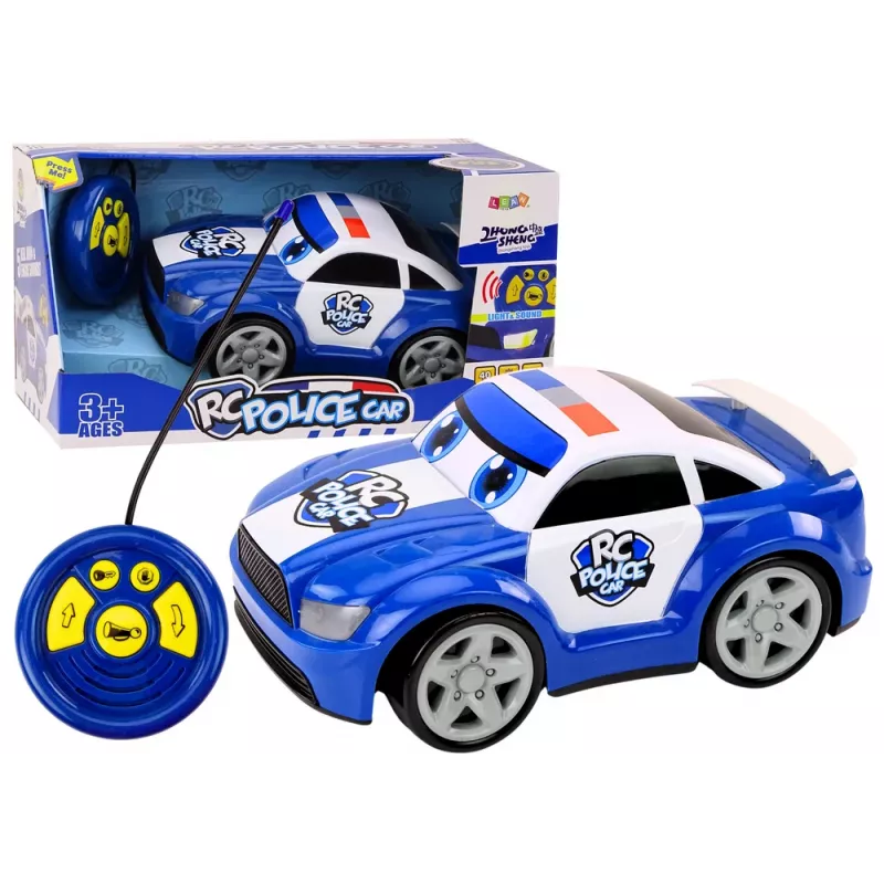 LEAN TOYS coche de policía de dibujos animados teledirigido con luz y sonido