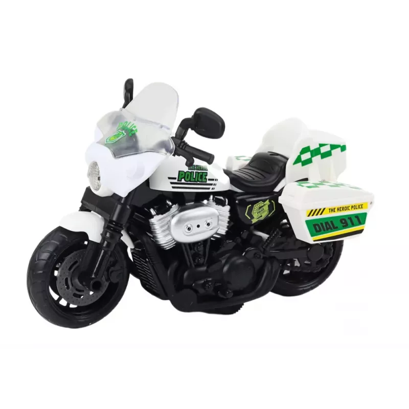 LEAN TOYS moto de policía 1:10 luces sonidos blanco rojo