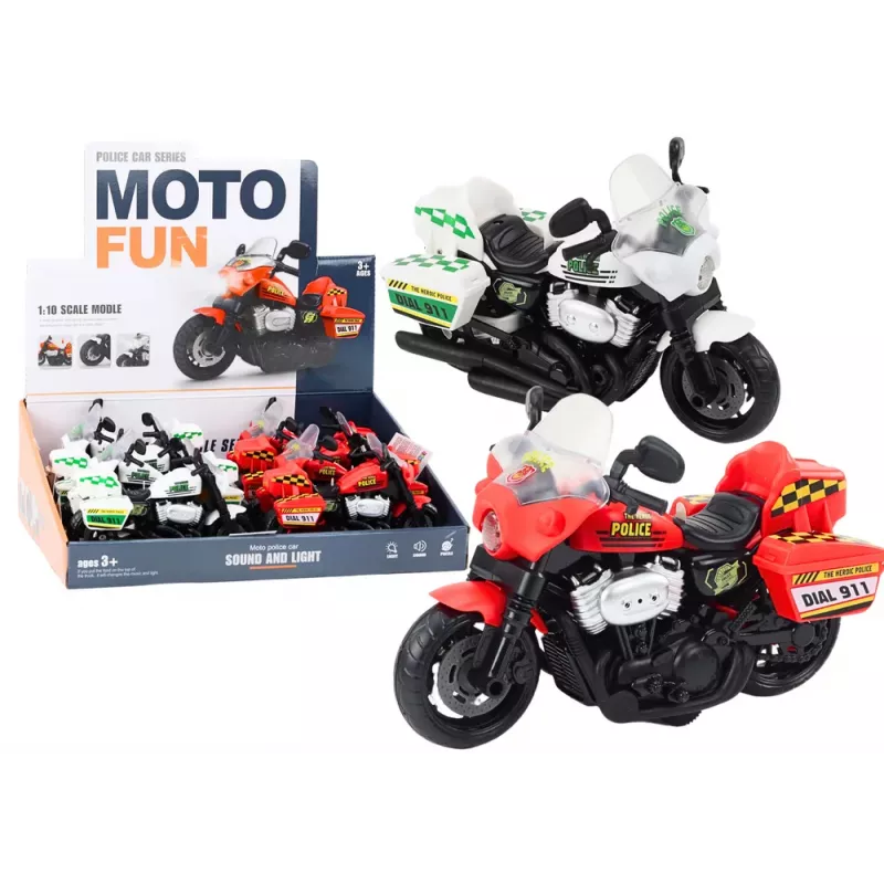 LEAN TOYS moto de policía 1:10 luces sonidos blanco rojo