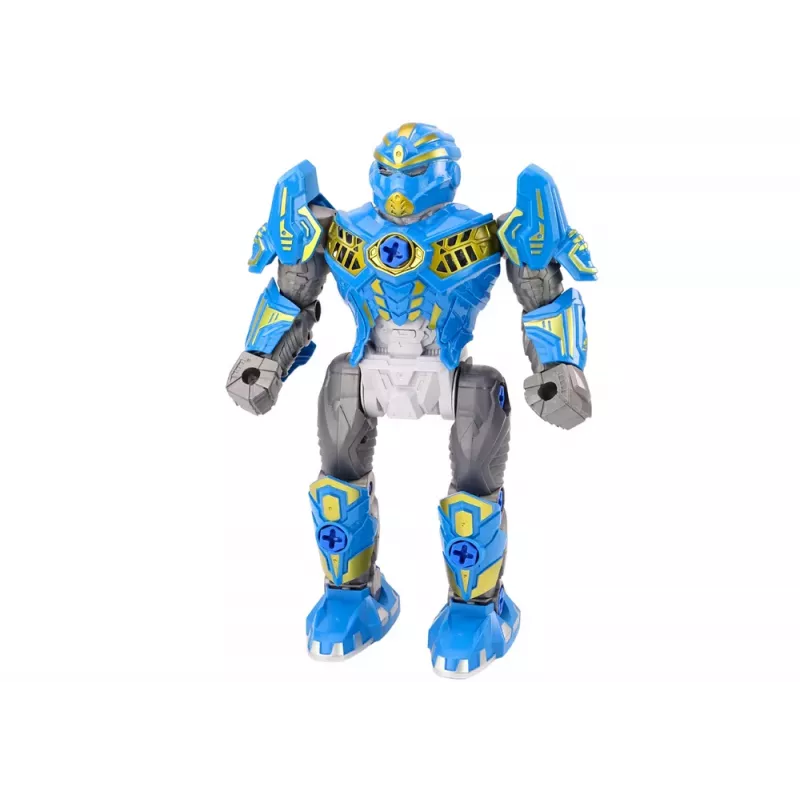 LEAN TOYS robot con arma giratoria, taladro, destornillador, luz y sonido, azul