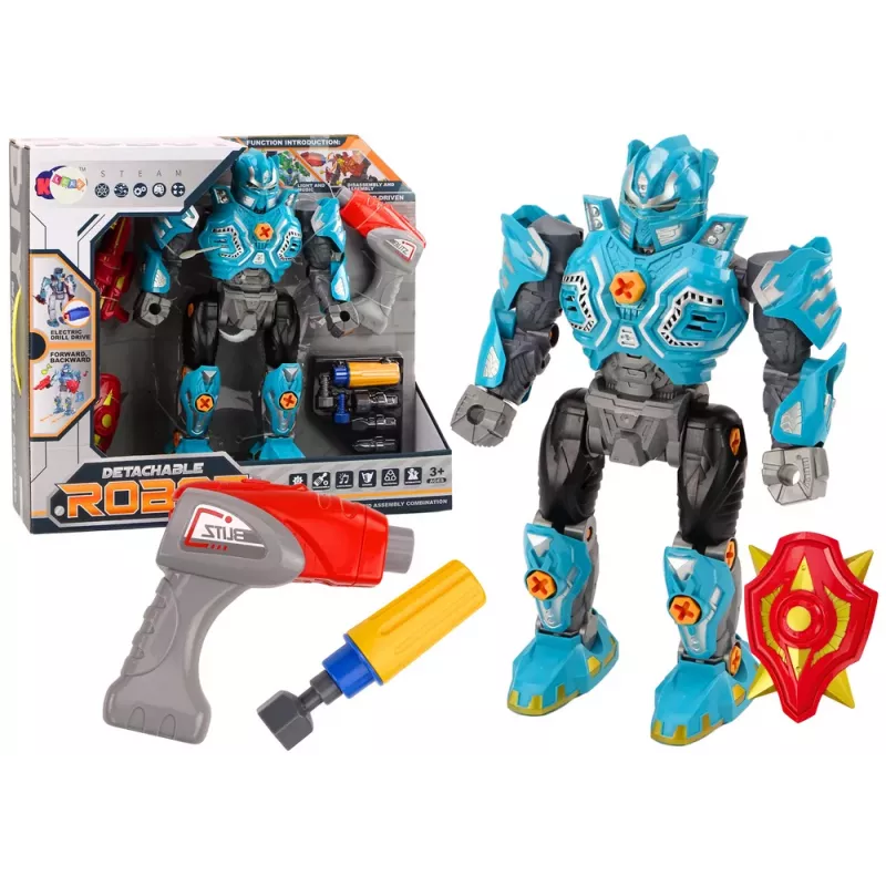 LEAN TOYS robot atornillador con taladro y destornillador, luz y sonido, turquesa
