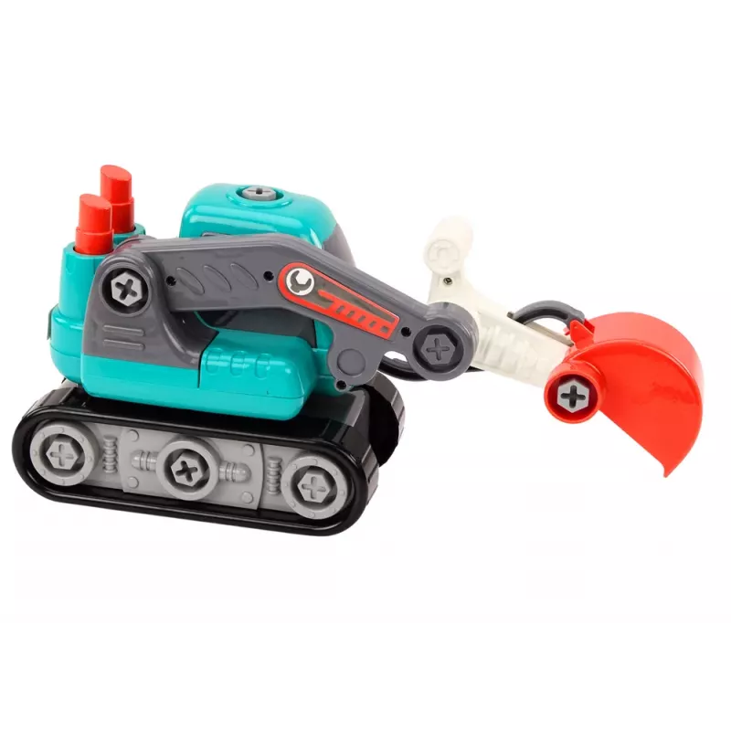 LEAN TOYS excavadora de orugas de dibujos animados para girar DIY turquesa