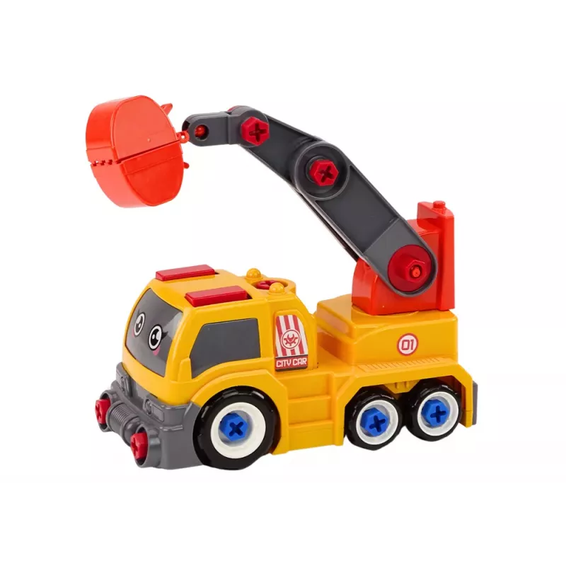 LEAN TOYS camión de dibujos animados con grúa para desmontar DIY naranja