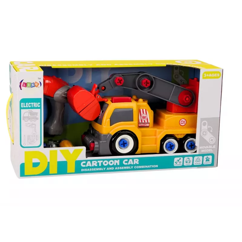 LEAN TOYS camión de dibujos animados con grúa para desmontar DIY naranja