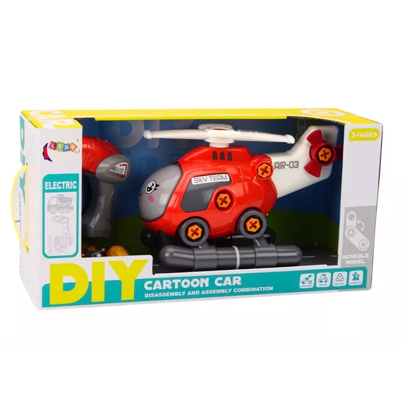 LEAN TOYS Helicóptero de dibujos animados giratorio DIY rojo