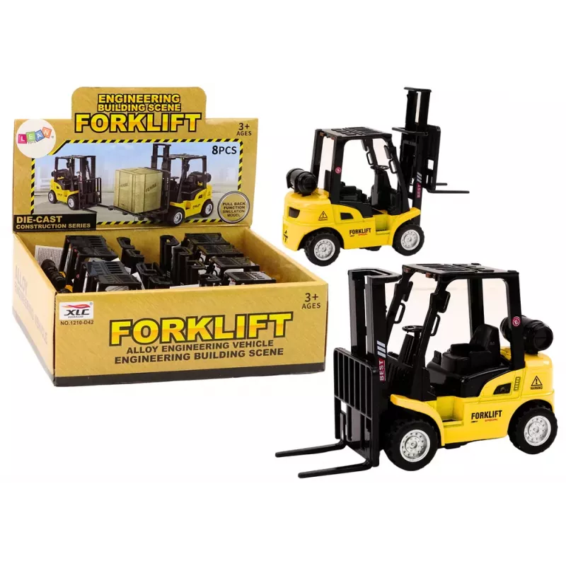 LEAN TOYS Carretilla elevadora con propulsión por fricción, metal, amarillo