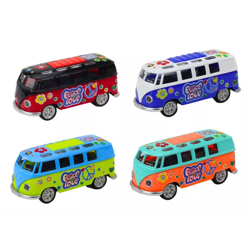 LEAN TOYS Autocaravana 1:32, metal, luces y sonidos, propulsión, puertas abatibles