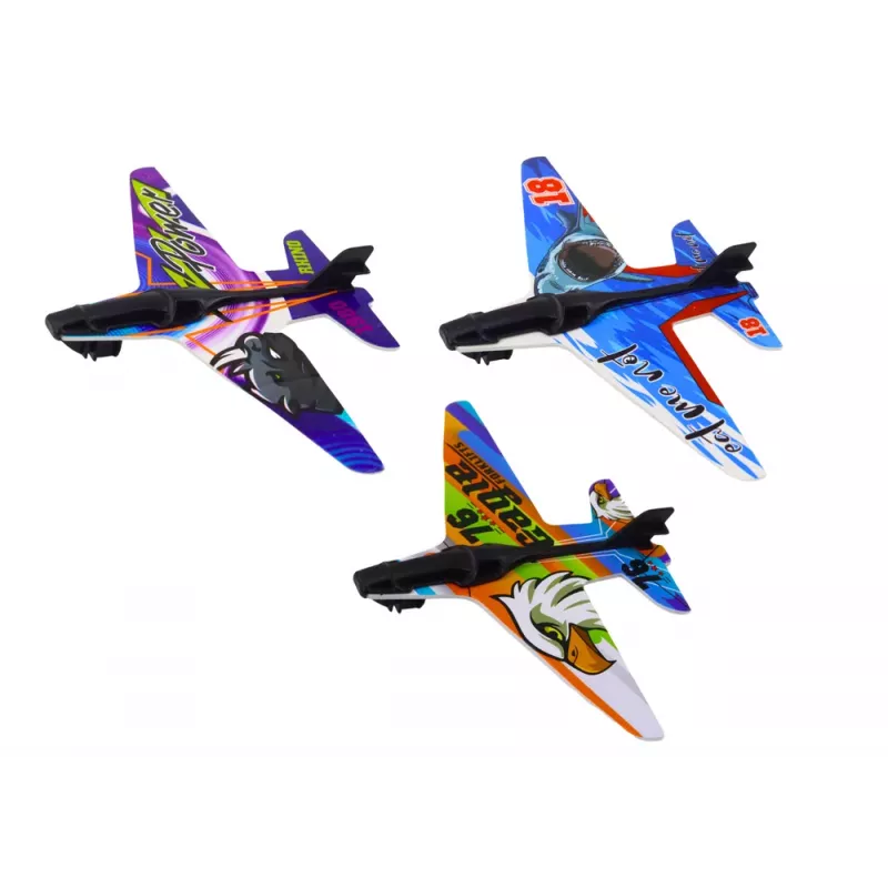 LEAN TOYS Lanzador de aviones con 3 aviones y 3 escudos naranja