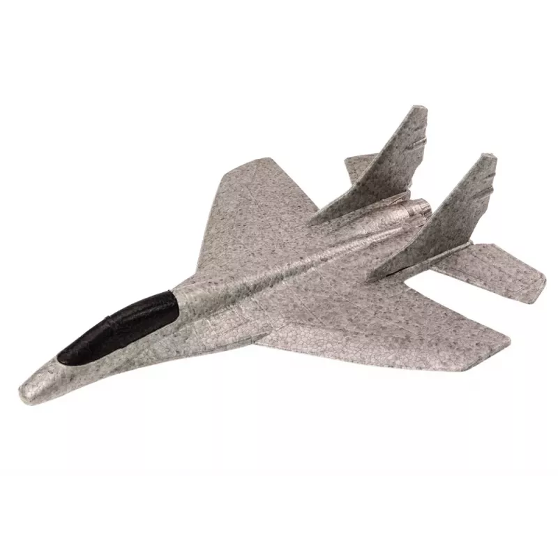 LEAN TOYS Avión de combate de poliestireno con lanzador de tirachinas gris