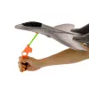 LEAN TOYS Avión de combate de poliestireno con lanzador de tirachinas gris