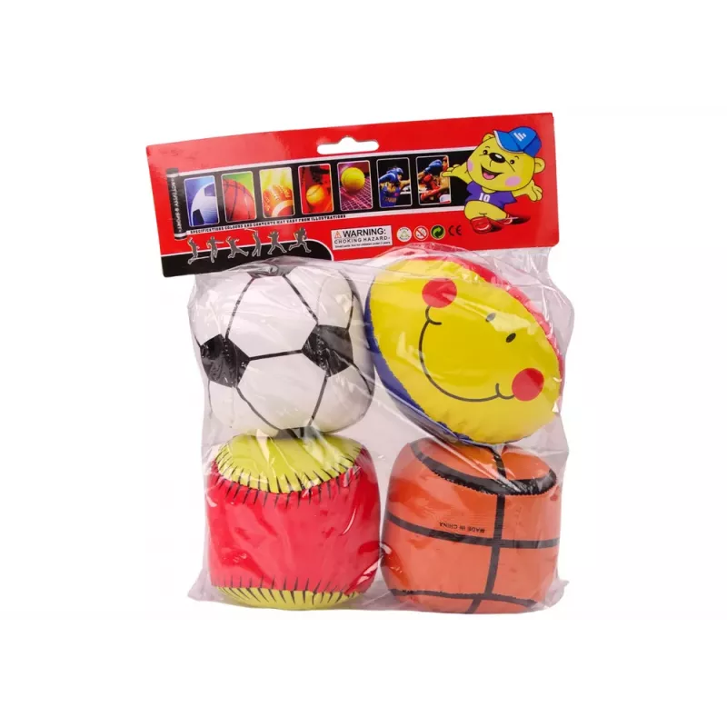 LEAN TOYS Set de pelotas blandas de deporte - baloncesto, rugby, fútbol, béisbol - 4 uds.