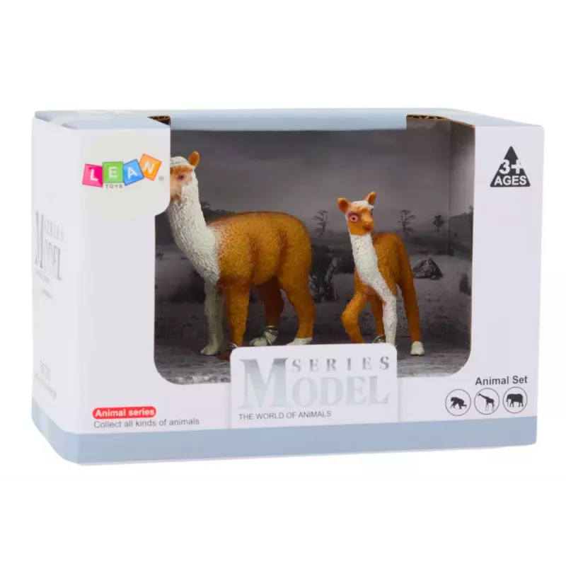 LEAN TOYS Figura de llama adulta de 8 cm con cría de llama de 6 cm Animals of the World