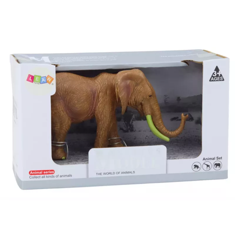 LEAN TOYS Figura coleccionable elefante africano safari marrón