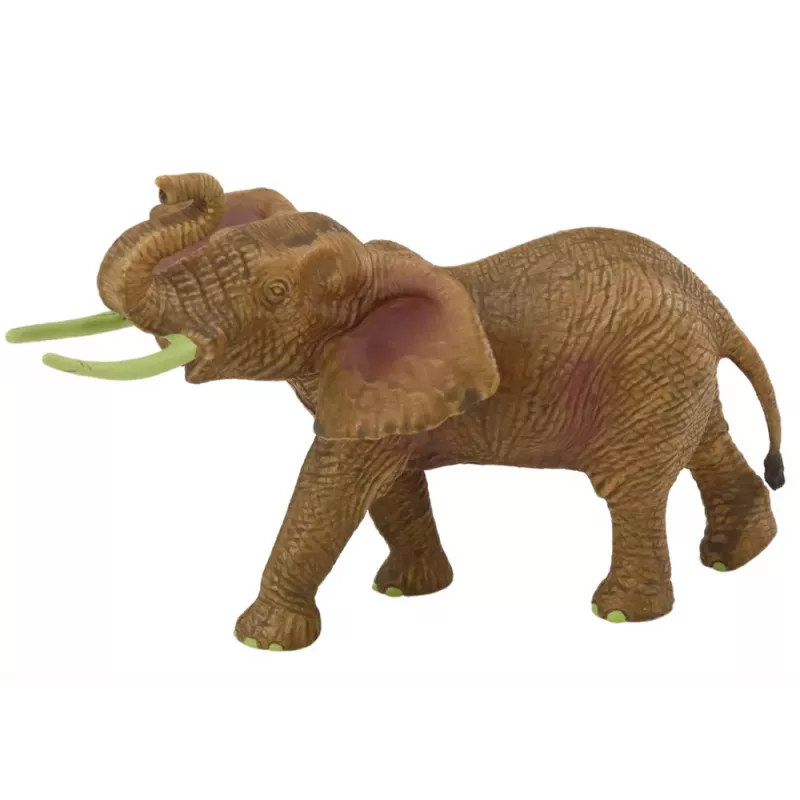 LEAN TOYS Figura coleccionable elefante africano con trompa levantada safari