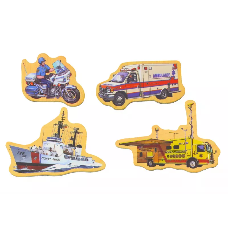 LEAN TOYS Set imanes de madera vehículos barcos aviones 20 piezas