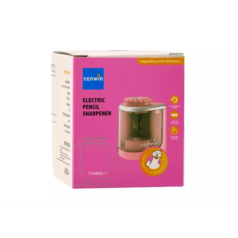 LEAN Sacapuntas eléctrico rosa para lápices de colores y lápices 6-8 mm
