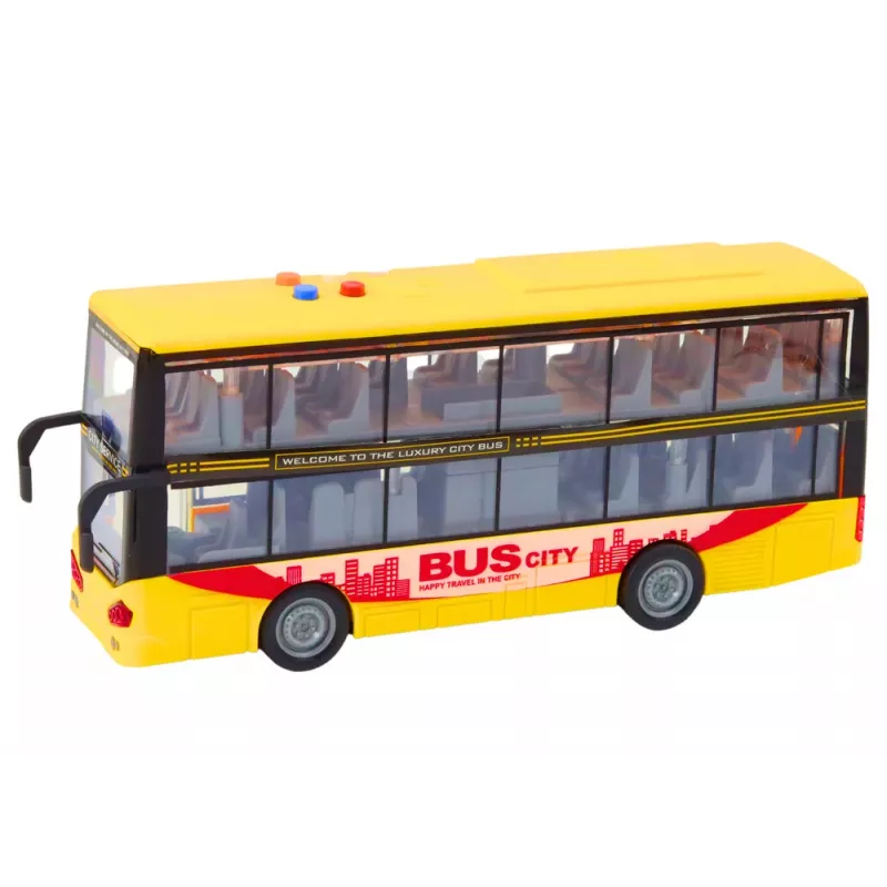 LEAN TOYS Autobús de dos pisos 1:16 luces sonidos fricción amarillo