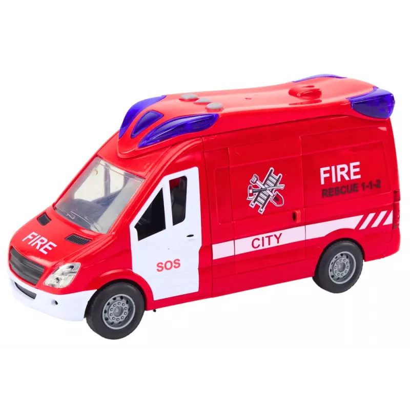 LEAN TOYS Coche de bomberos con luces, sonidos, puertas que se abren y mando a distancia rojo
