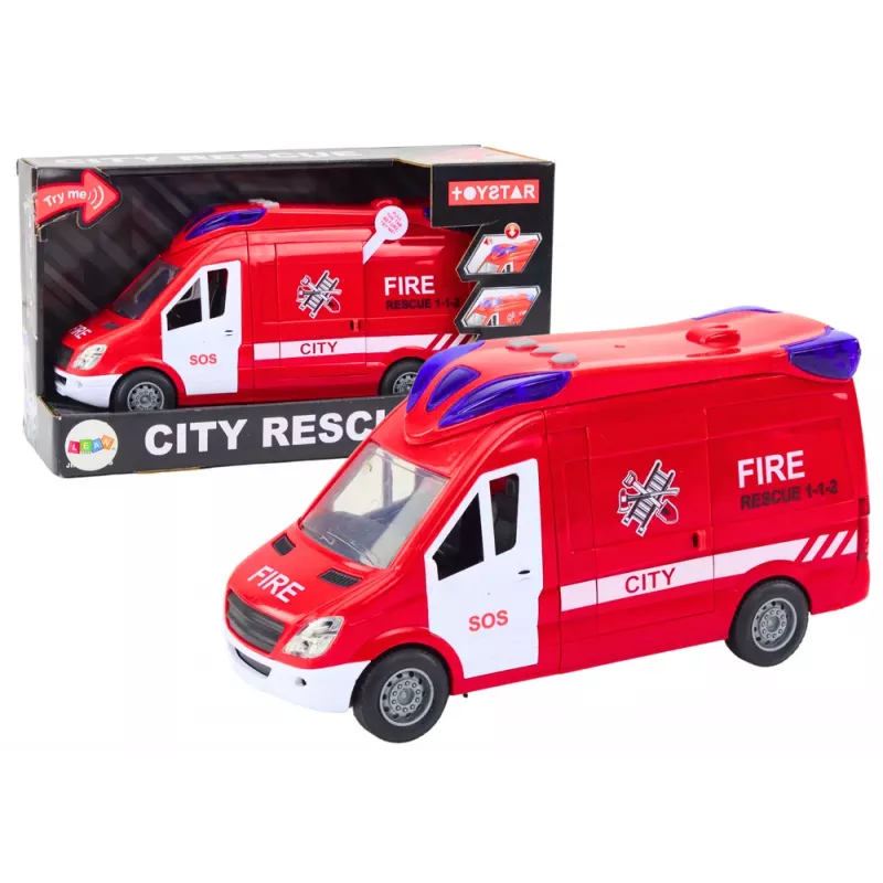 LEAN TOYS Coche de bomberos con luces, sonidos, puertas que se abren y mando a distancia rojo