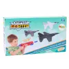 LEAN TOYS Lanzadera 2 en 1 de dardos y avión azul