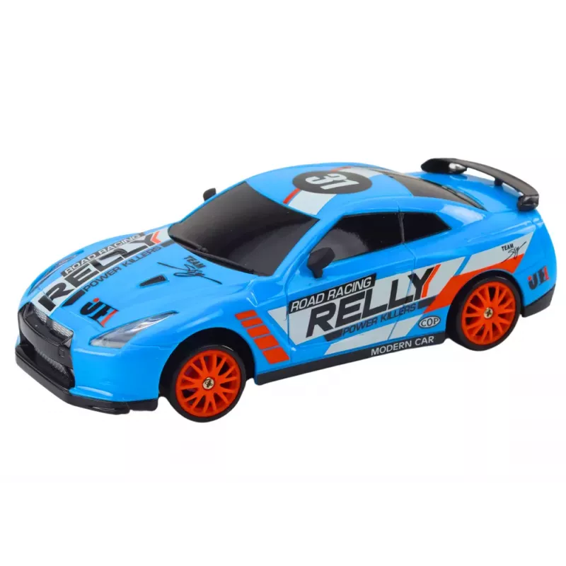 LEAN TOYS Coche deportivo teledirigido RC 1:24 azul con ruedas intercambiables