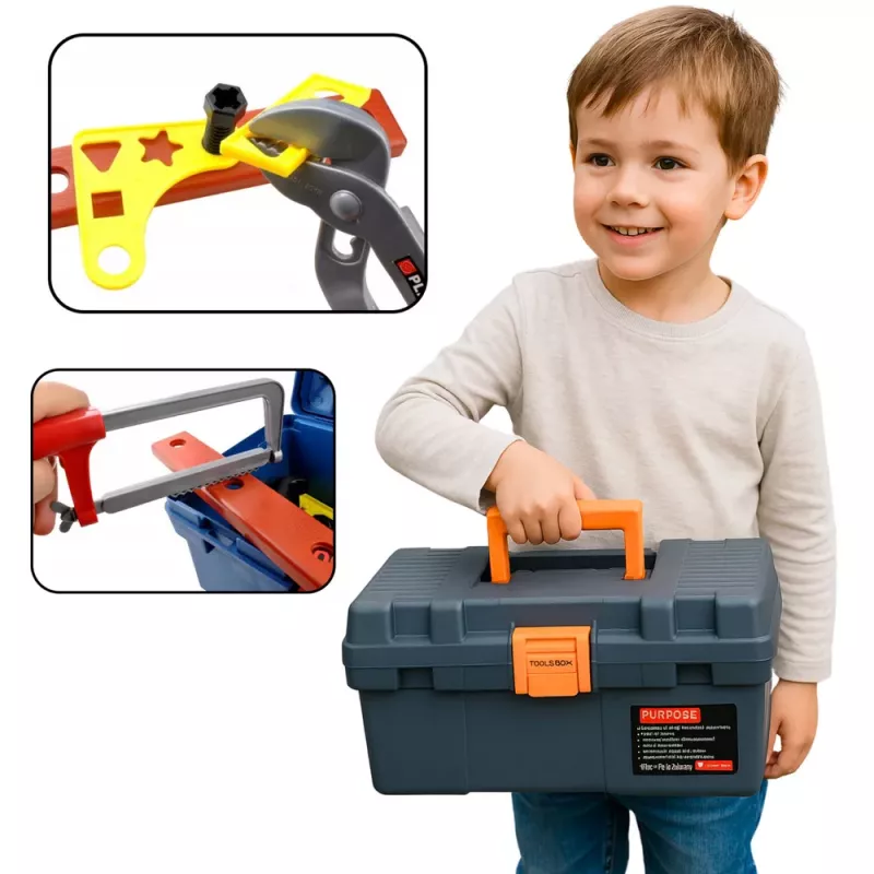 LEAN TOYS Kit DIY caja de herramientas con taladro y accesorios, set de 100 piezas