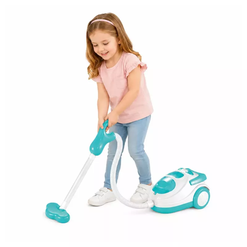 LEAN TOYS Aspirador a pilas azul con bolas de poliestireno y sonido