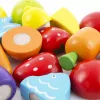 LEAN TOYS Set de cortar verduras y frutas en cubo con tabla, cuchillo, madera