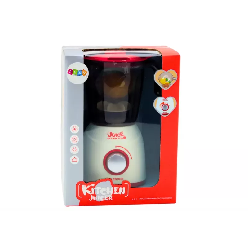 LEAN TOYS Batidora para niños con luces giratorias, efectos de sonido y 3 frutas de juguete