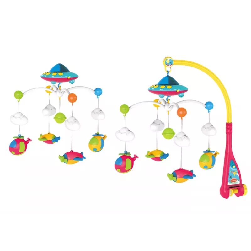 LEAN TOYS Móvil de cuna UFO aviones proyector 108 melodías