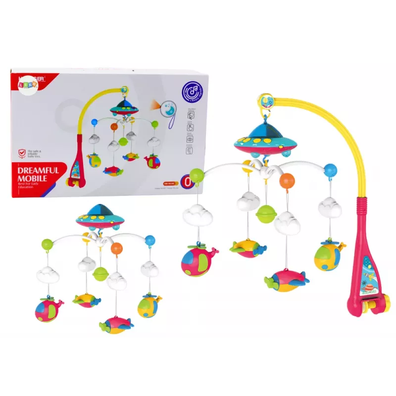 LEAN TOYS Móvil de cuna UFO aviones proyector 108 melodías