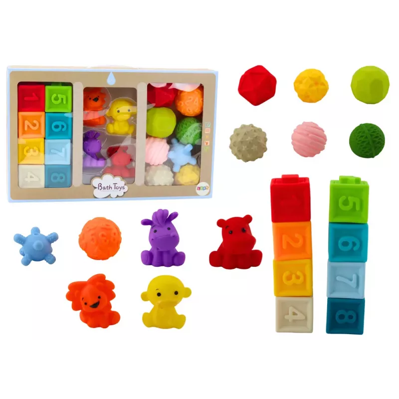 LEAN TOYS Bloques de baño educativos blandos 20 piezas animales y formas