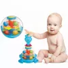 LEAN TOYS Peonza hipopótamo con bolas para bebés azul