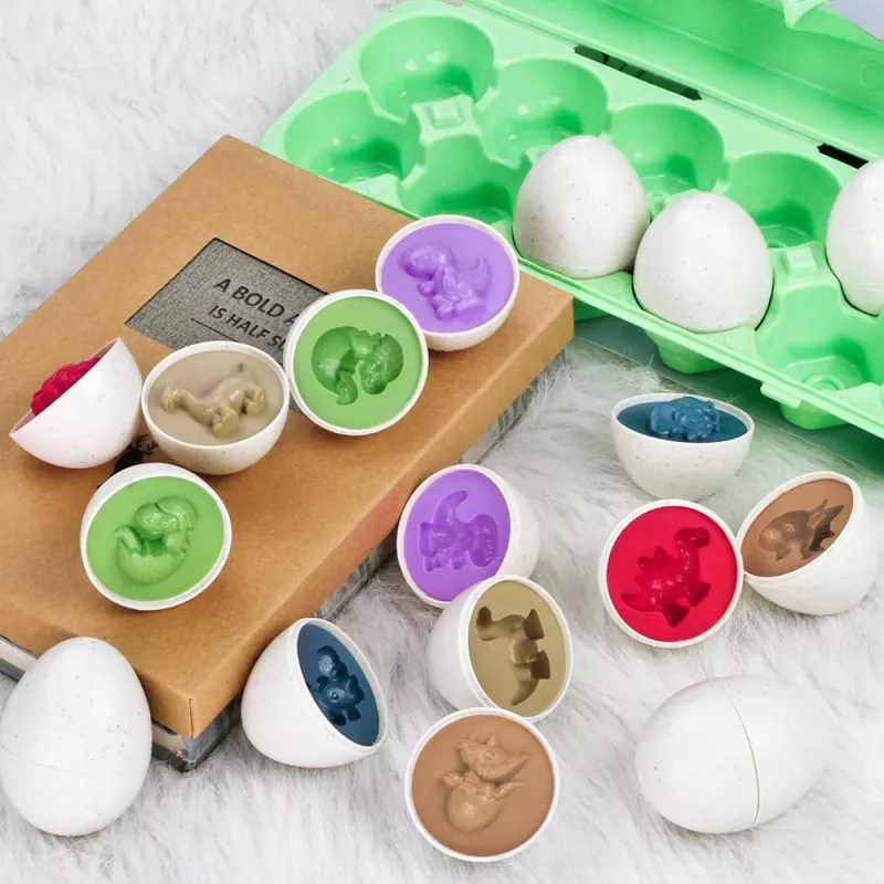 LEAN TOYS Set educativo clasificador de huevos dinosaurio puzzle 12 piezas