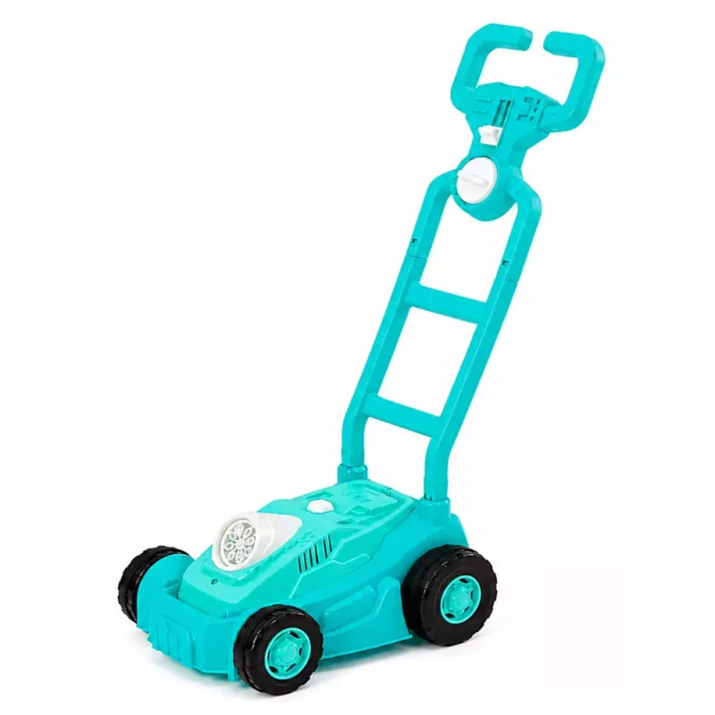 LEAN TOYS Máquina de pompas cortacésped con asa azul