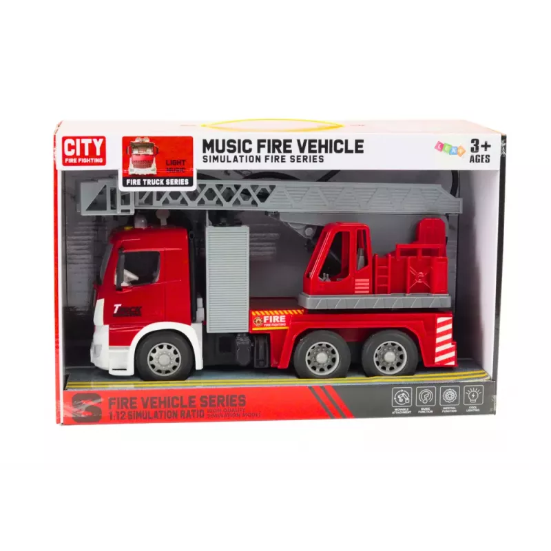 LEAN TOYS Camión de bomberos propulsión por fricción con luz y sonido boom