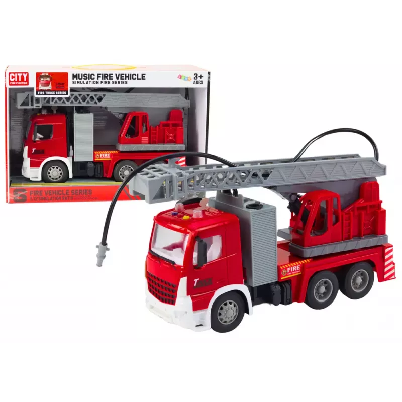 LEAN TOYS Camión de bomberos propulsión por fricción con luz y sonido boom