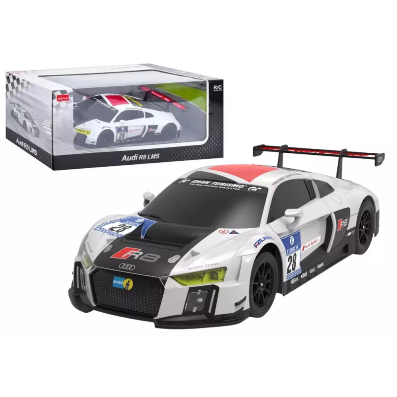 RASTAR Coche R/C 1:24 deportivo teledirigido Audi R8 LMS blanco y negro