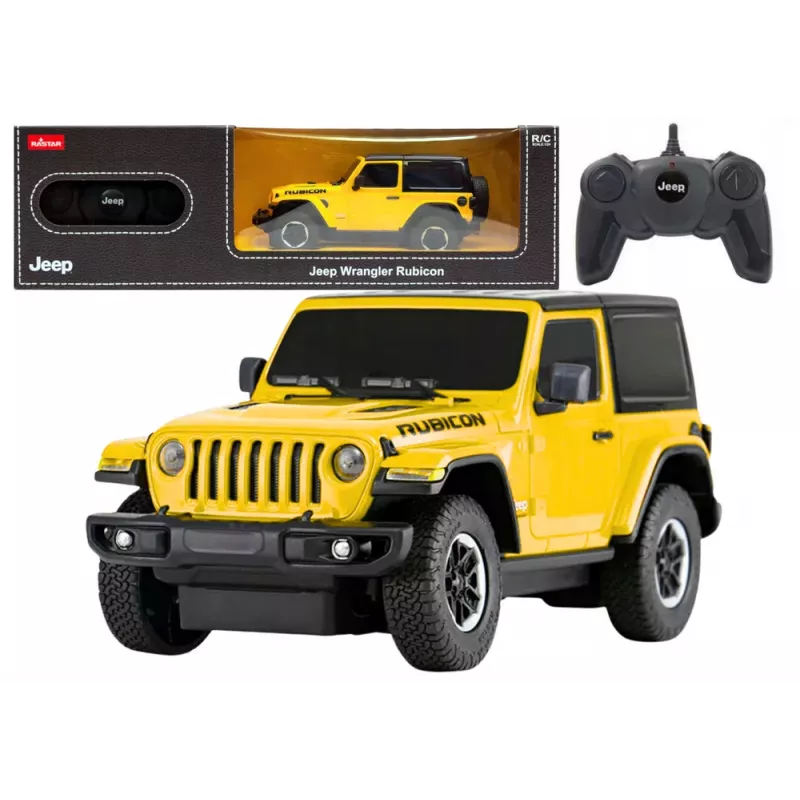 JEEP Wrangler JL Rubicon coche teledirigido R/C Rastar amarillo 1:24