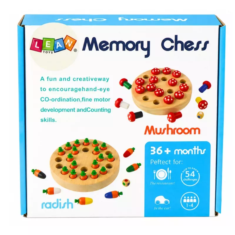 LEAN TOYS Juego de memoria familiar setas de madera