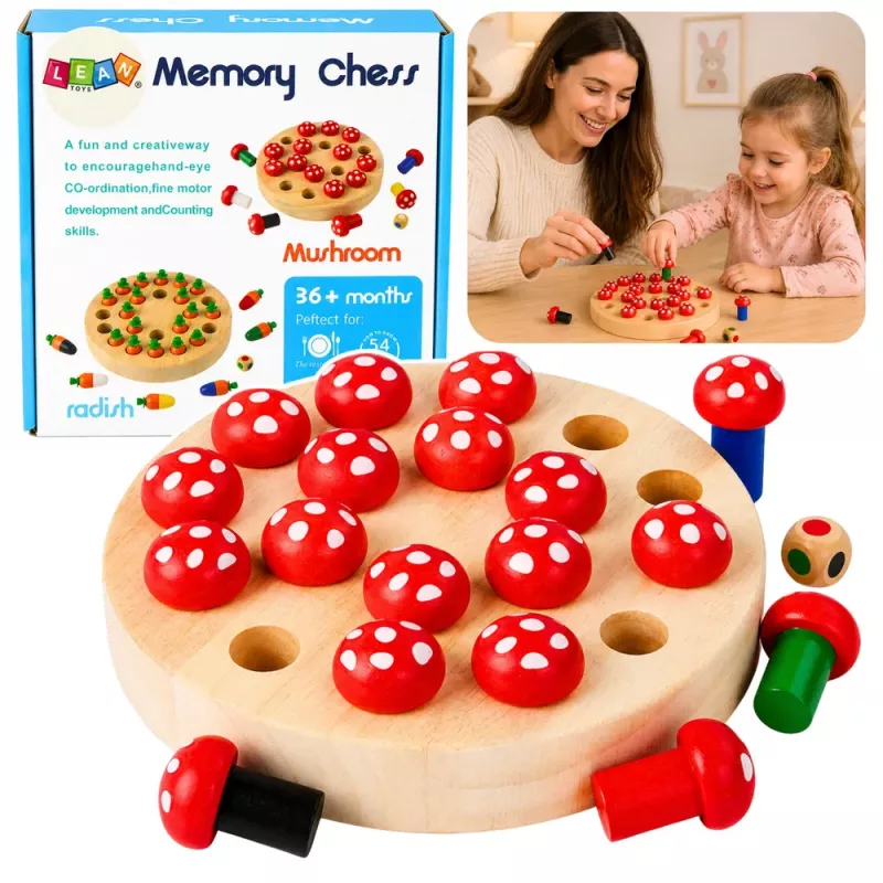 LEAN TOYS Juego de memoria familiar setas de madera