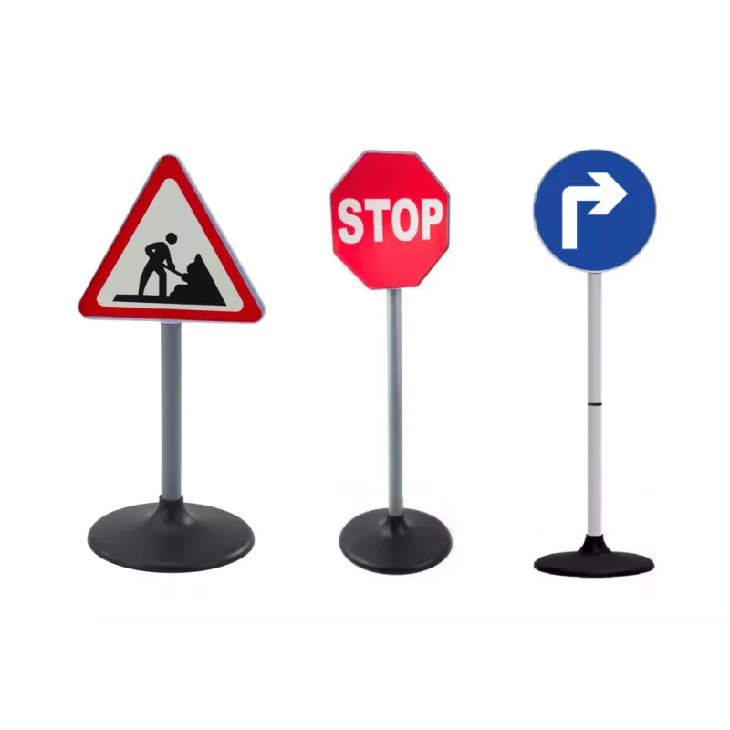 LEAN TOYS Set educativo señales de carretera grandes 76 cm 3 piezas